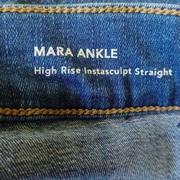 DL1961 Mara High Rise Instasculpt Ankle Straight Jeans Distressed Raw Hem 27 - Picture 3 of 5
